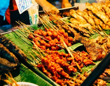 Brochettes de Bangkok Marché de Bangkok, nourriture, brochettes